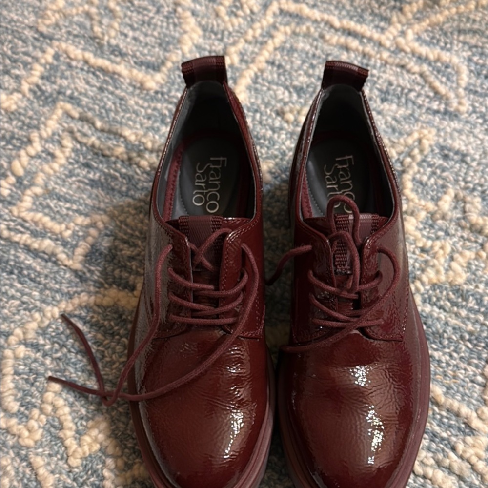 Franco Sarto Red Oxford Shoes with Brogue Detailing